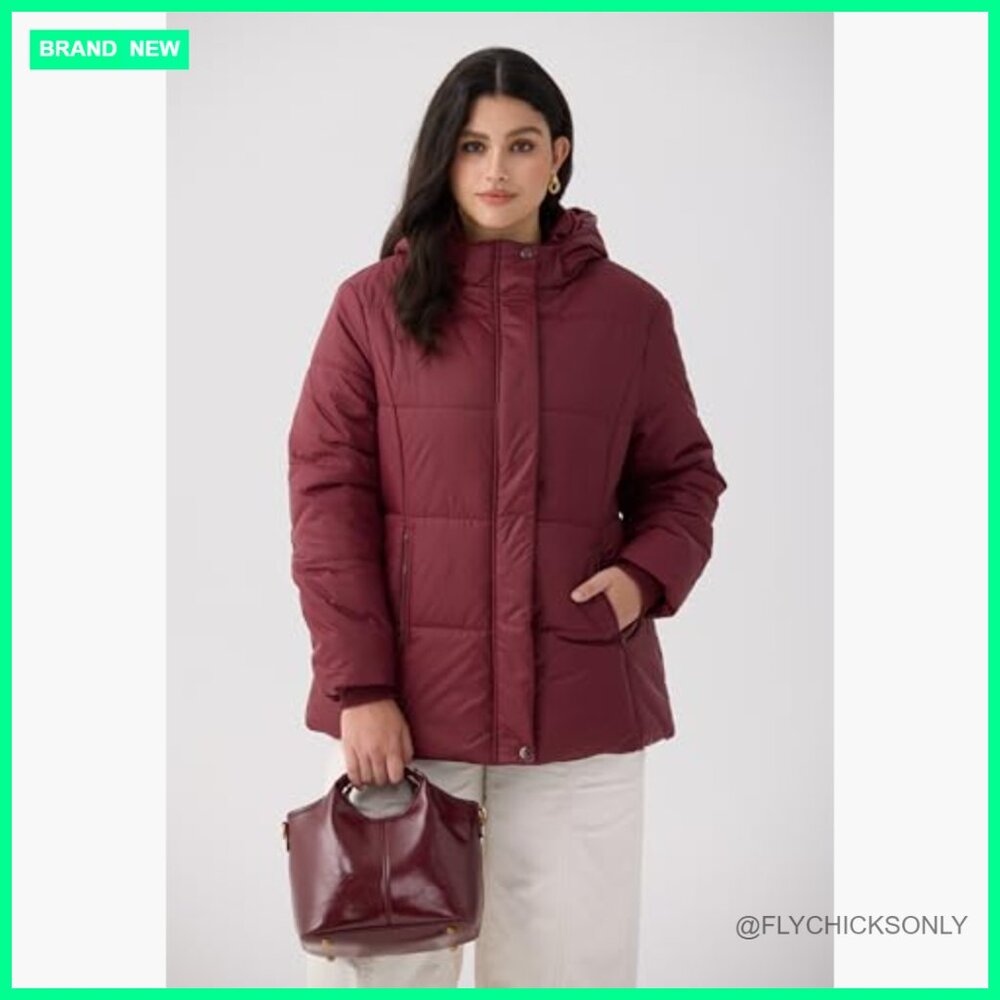 Polyester Quilted Jacket with Removable Hood, Win… - image 3